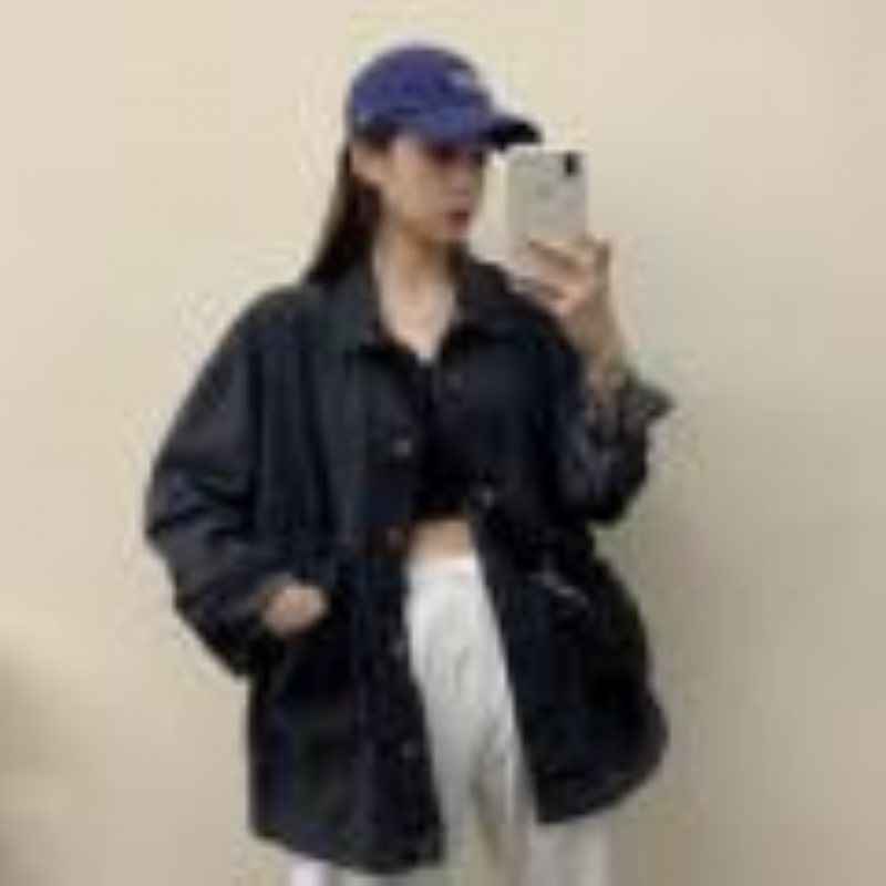 Jeansjacka Dam 2024 Lös Toppjacka Vintage
