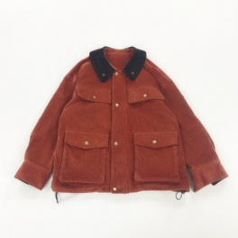 Vintage Damjacka Colorblock Dockkrage Stora Fickor Manchesterjacka