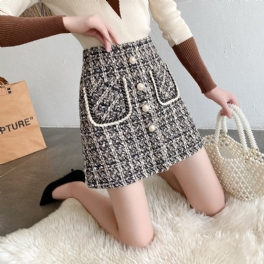 Damkjol Hög Midja Tweed Ull Wrap Höft