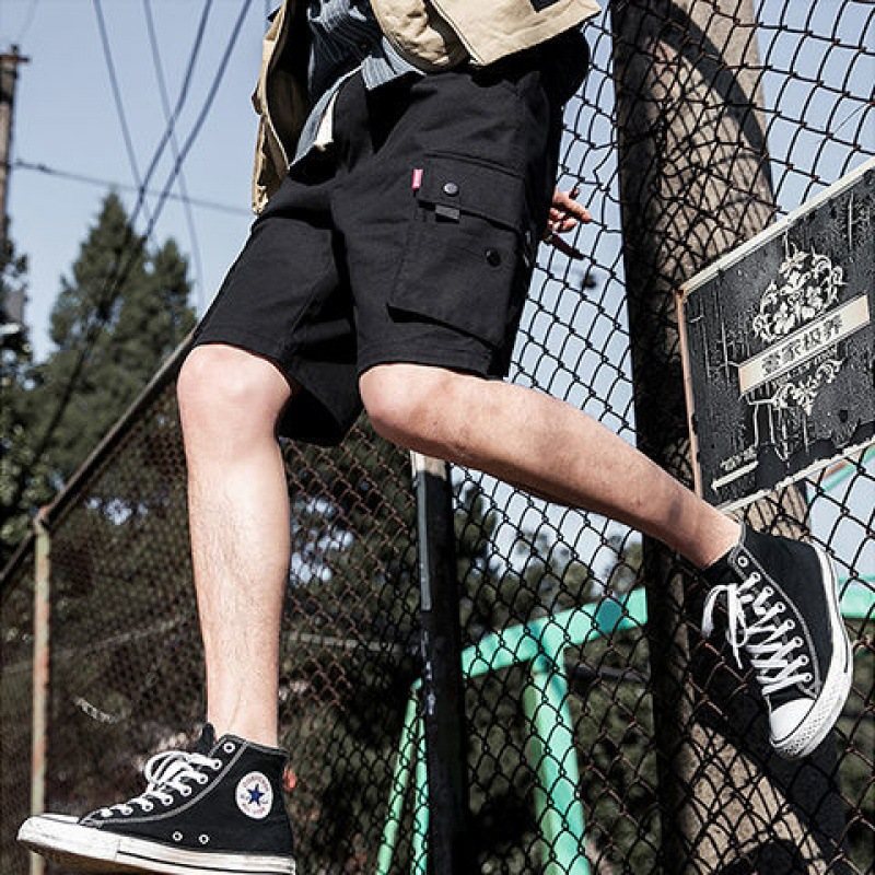 Shorts För Män Arbetskläder Beskurna Byxor Trendig Casual Lös
