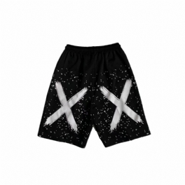 Sportshorts För Män Löst Tryckt Bläck Elastisk Midja Casual