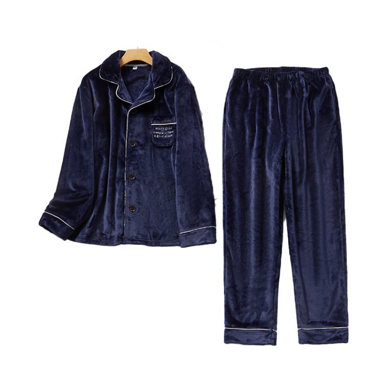 Flanell Broderi För Mäns Tjocka Hemklädersdräkter