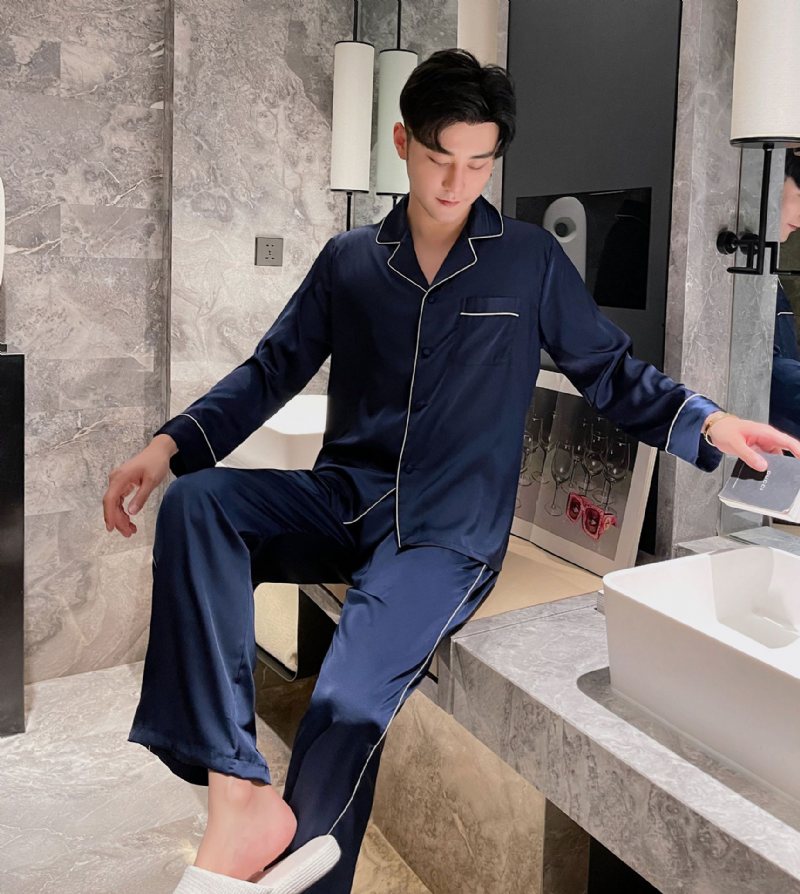 Herrpyjamas Långärmad Höstnya Hemkläder Löst Slag