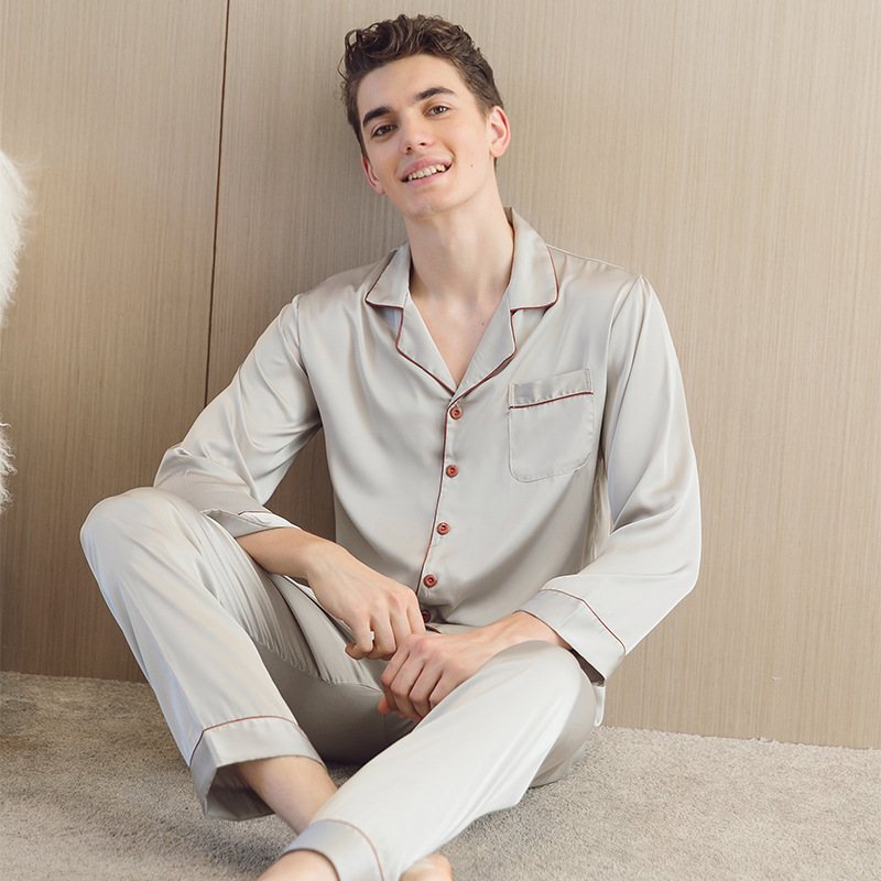 Herrpyjamas Långärmad Kofta Lapel Set Fashion Homewear