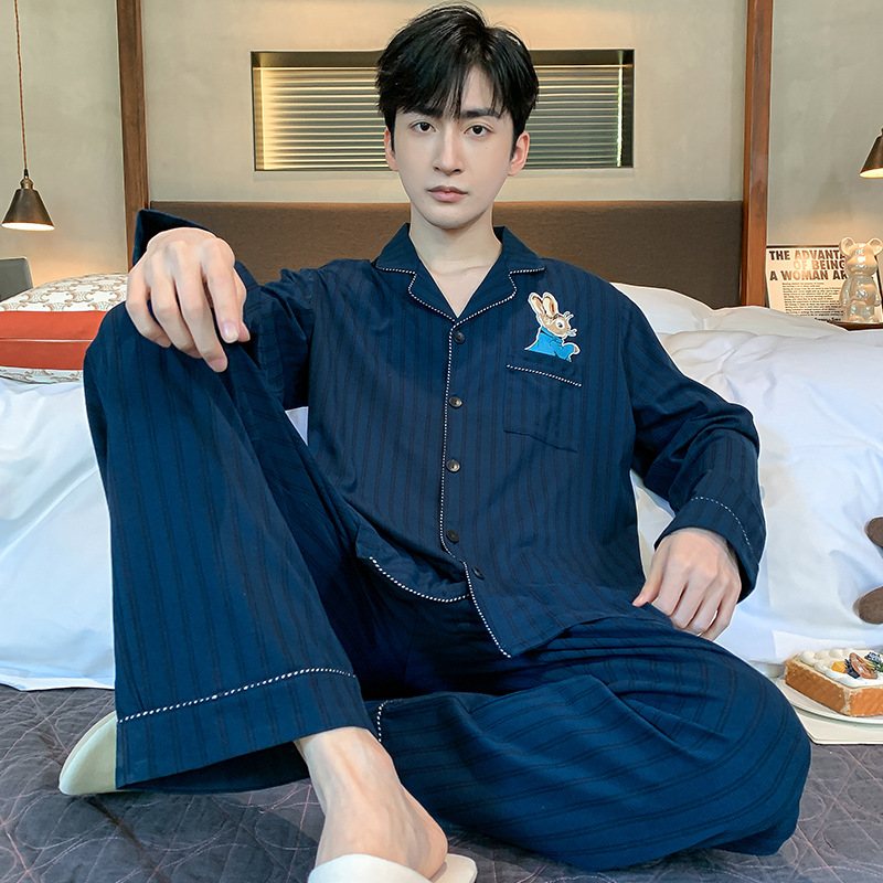Herrpyjamas Nya Vår Och Höst Långärmade Trendiga Hemkläder