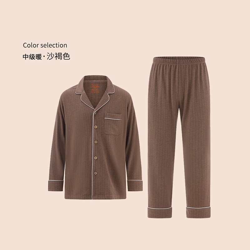 Loungewear-set För Män Casual Långärmat Lapelset