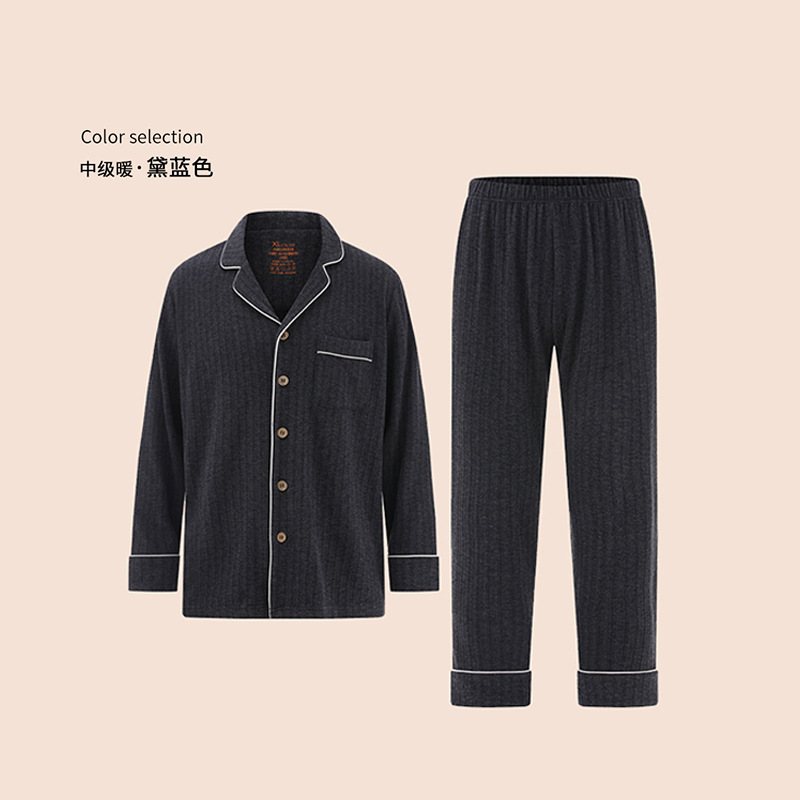 Loungewear-set För Män Casual Långärmat Lapelset