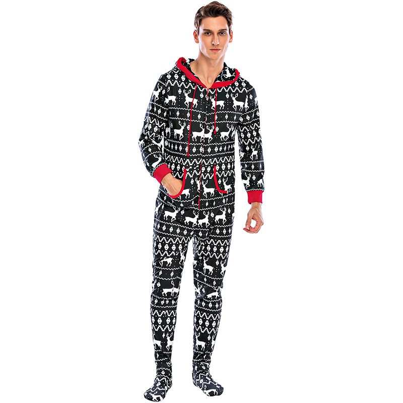 Pyjamas För Män Loungewear Tryckta Långärmade One-piece