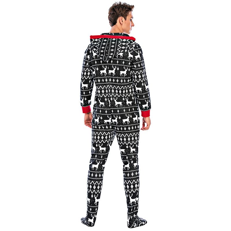 Pyjamas För Män Loungewear Tryckta Långärmade One-piece