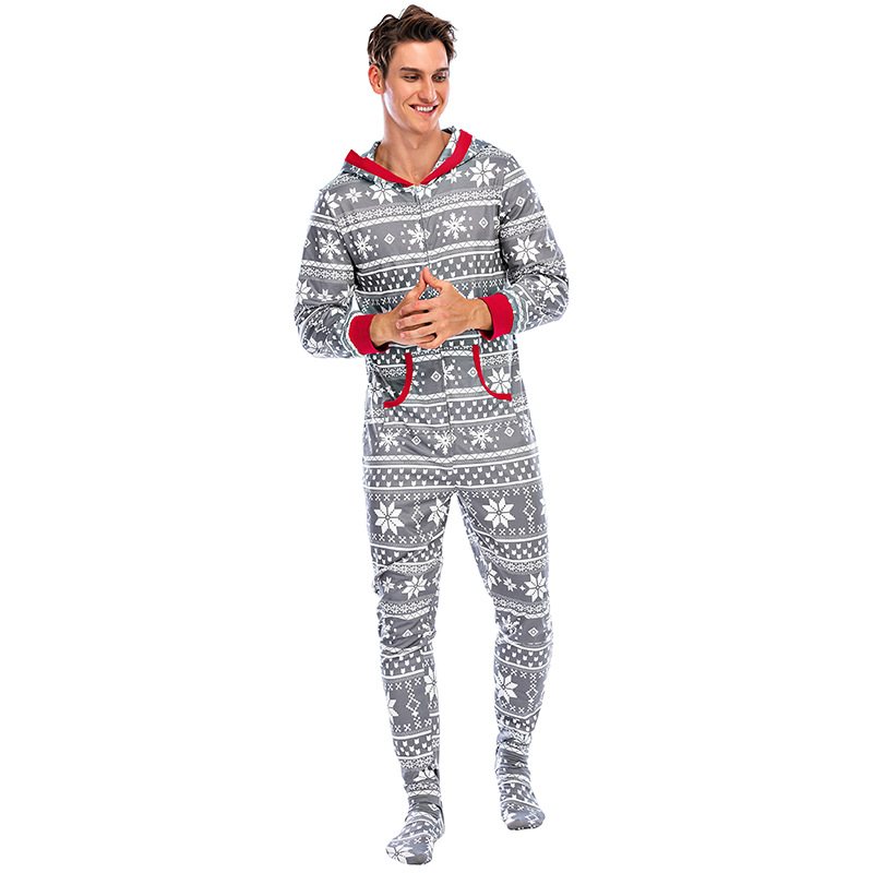 Pyjamas För Män Loungewear Tryckta Långärmade One-piece