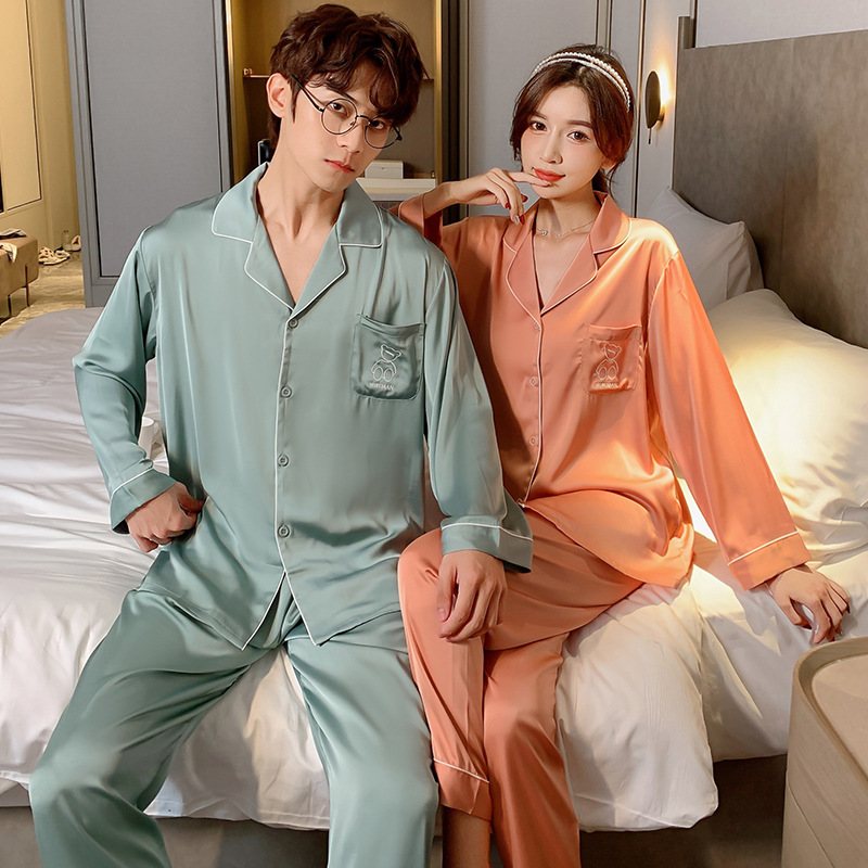 Pyjamas För Män Med Långa Ärmar Lösa Hemkläder I Enfärgade Set