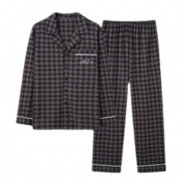 Pyjamas Långärmad Bomull För Män Trendiga Hemkläder