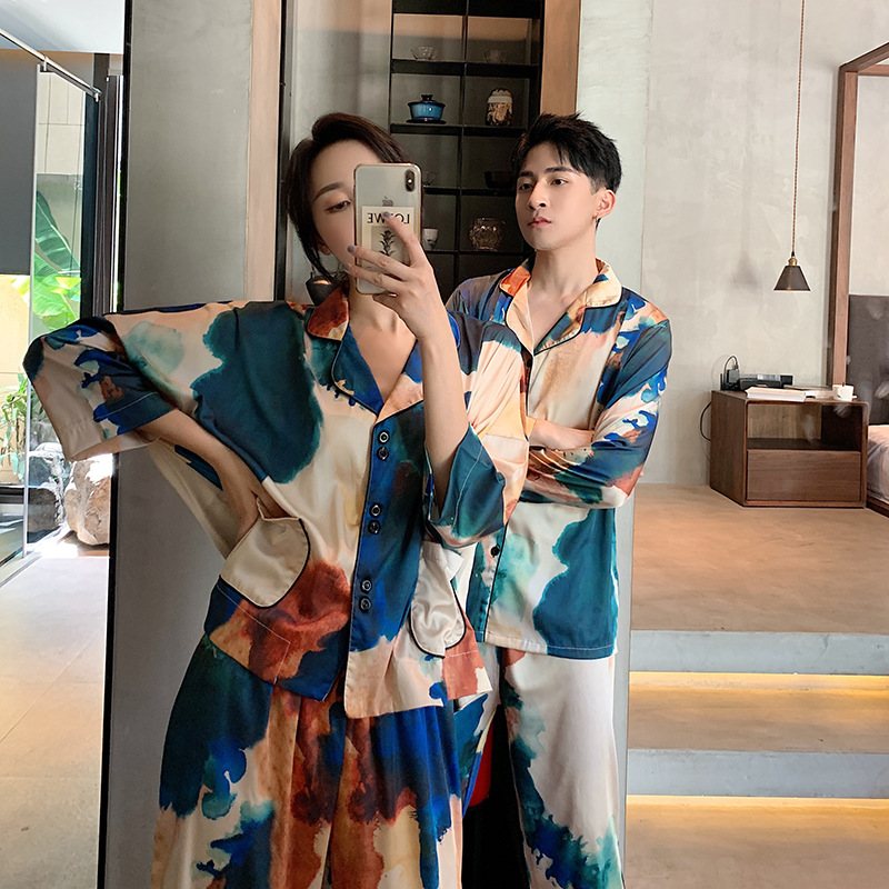 Pyjamas Långärmad Herr Loungewear-set För Män