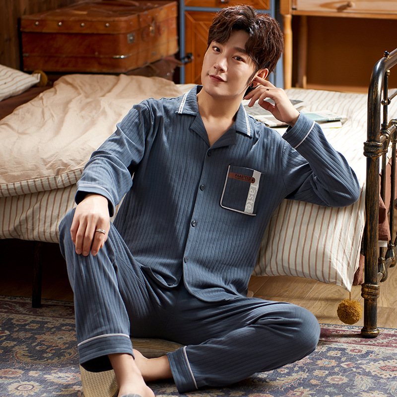 Pyjamas Långärmad Kostym För Män Med Tunn Sektion Hemkläder