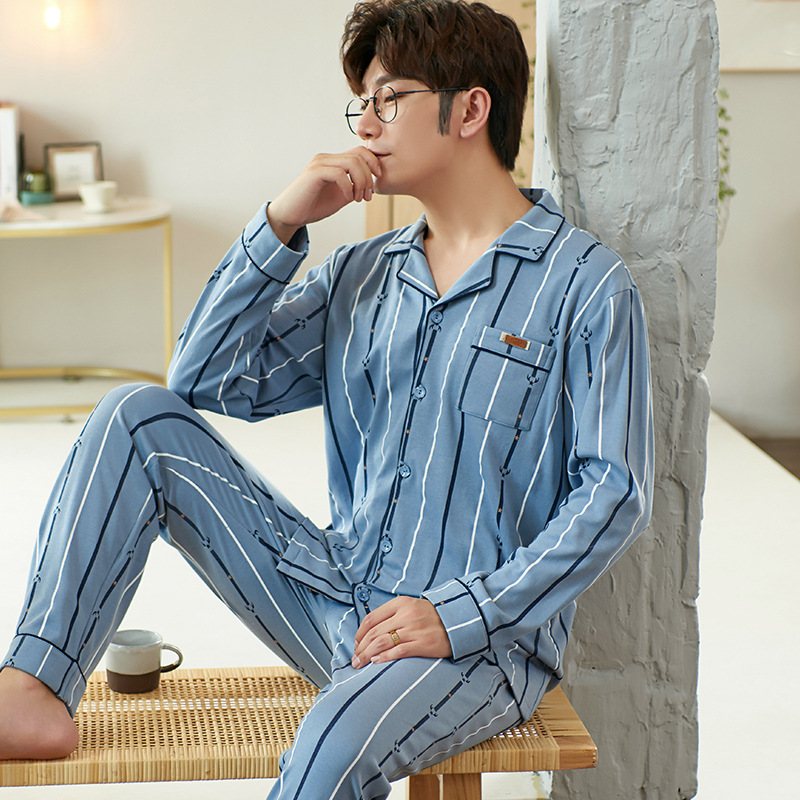 Pyjamas Långärmad Kostym För Män Med Tunn Sektion Hemkläder