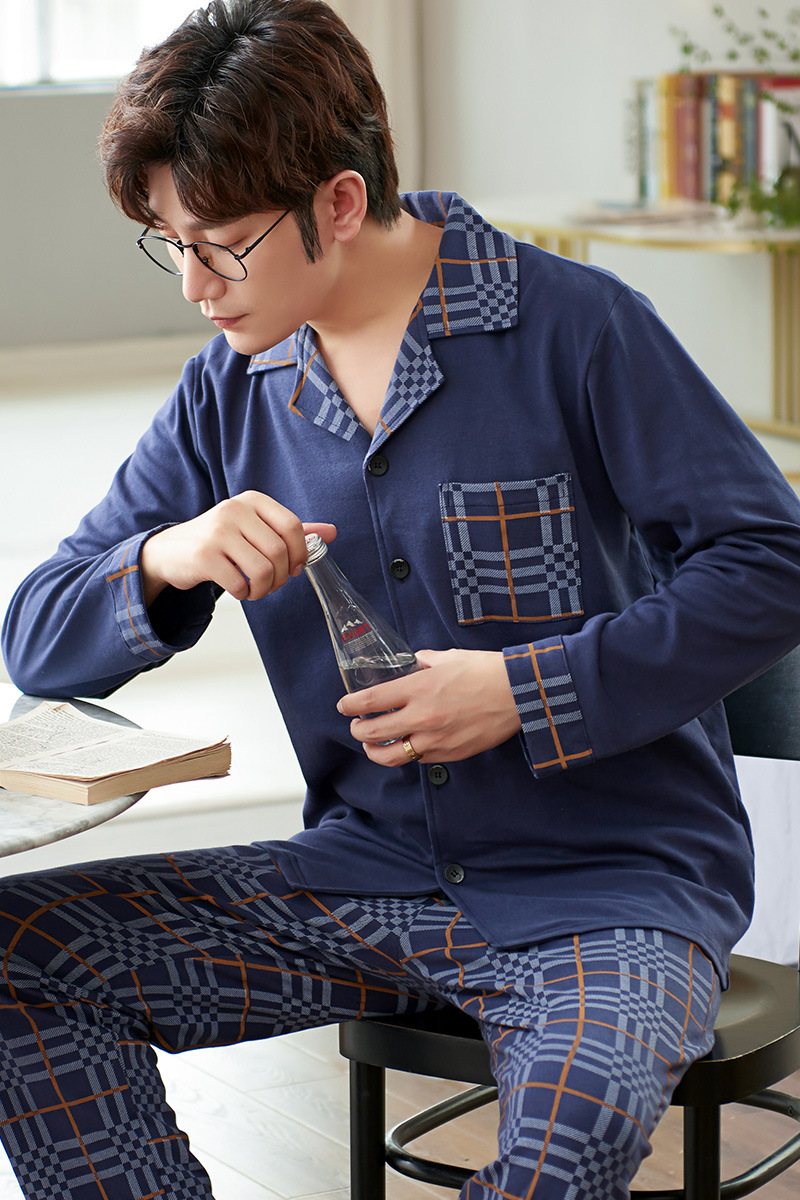 Pyjamas Långärmad Kostym För Män Med Tunn Sektion Hemkläder