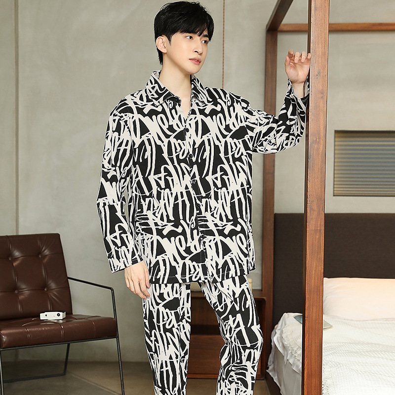 Pyjamas Långärmad Kostym För Män Med Tunn Sektion Hemkläder