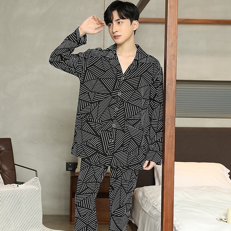 Pyjamas Långärmad Kostym För Män Med Tunn Sektion Hemkläder