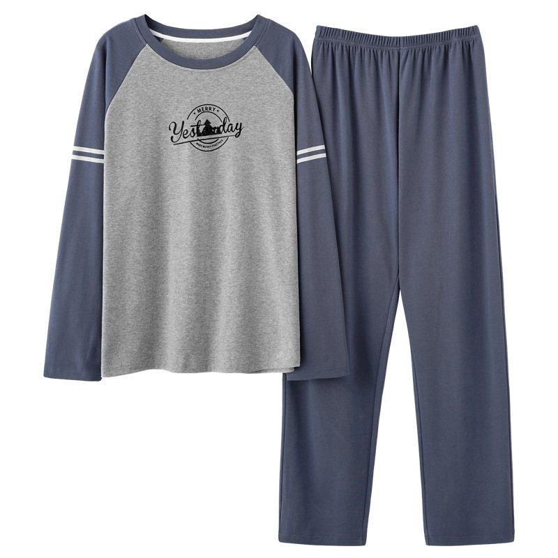 Pyjamas Långärmade Byxor För Män Hemkläder Tunna Fritidskostymer