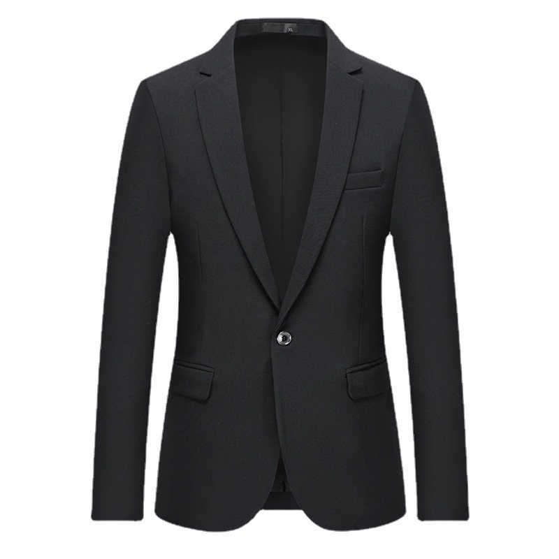 Casual Slim Blazers För Män Formella Svarta Enkelknäppta En Knapp