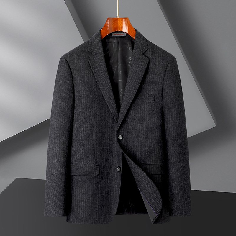 Höstens Blazers För Män Blue Stripe Single Breasted Två Knappar