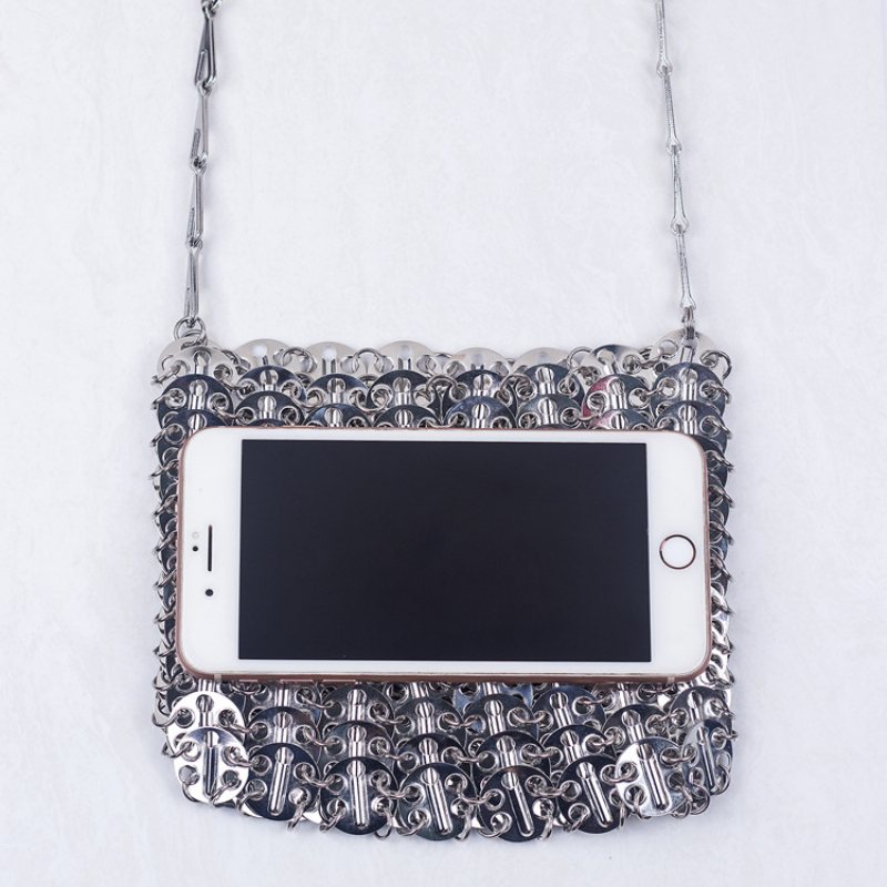 2024 Metall Paljett Stor Kapacitet Mobiltelefon Messenger Chain Väska Diy Handgjord Dam Mode Trend