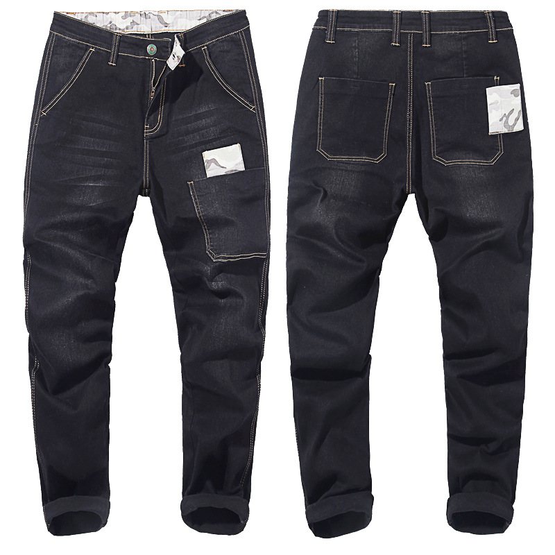 Herr Jeans Lösa Byxor Svart Hög Midja