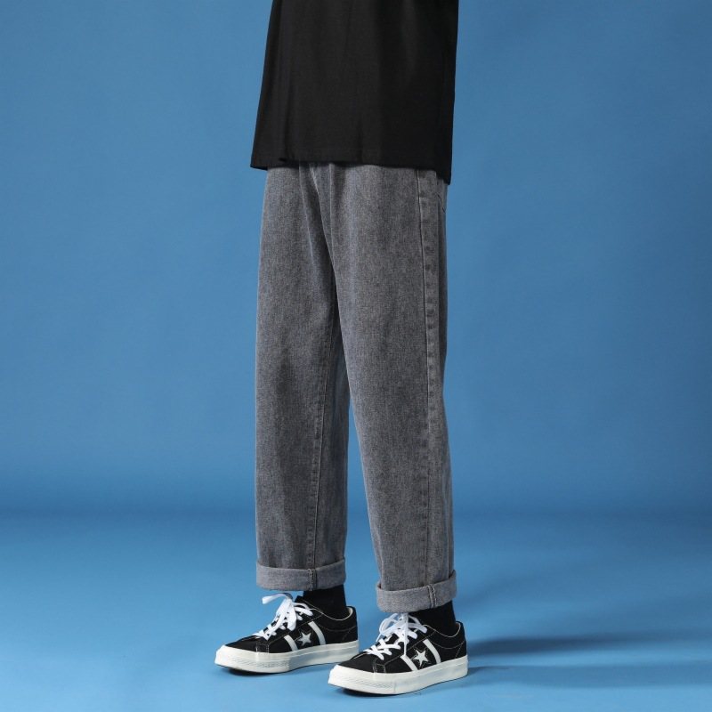 Jeans För Män Lösa Raka Drapera Trendiga Casual