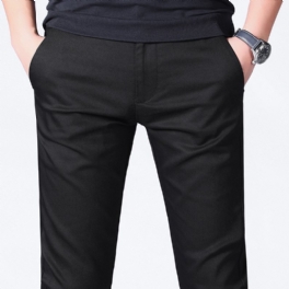Lösa Raka Stretchiga Casual Slim Black Feet Byxor För Män