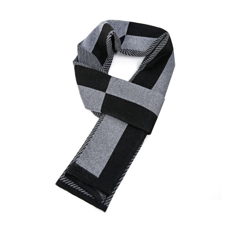 2024 Höst Och Vinter Halsduk Lång Mode Varm Tjockt Rutnät Herrscarf Stickad