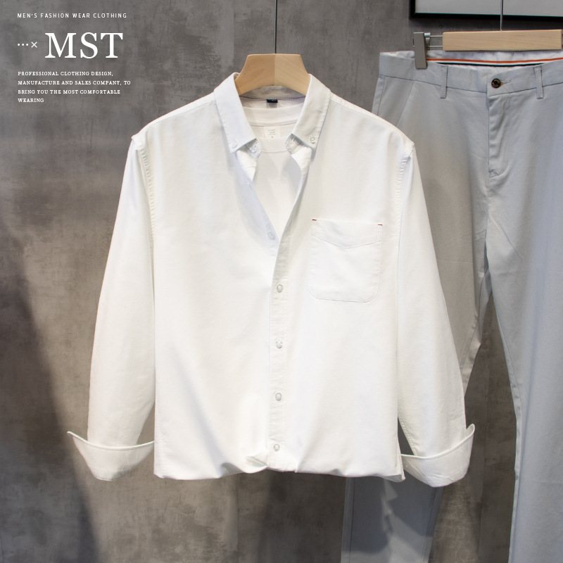 Långärmad Herrskjorta Casual Trend Mörkblå