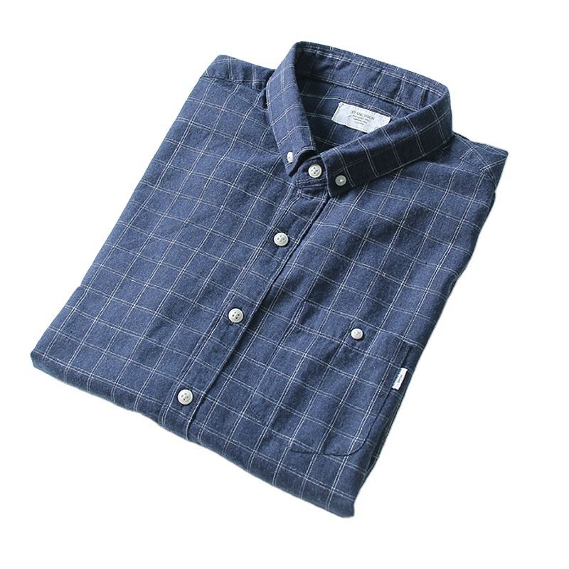 Manchesterskjorta Herr Slim Fit Casual Långärmad Jeansblå
