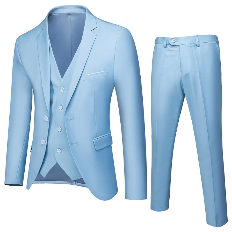 Dubbelknäppt Kostym Män Slim Fit Äktenskap Business Casual