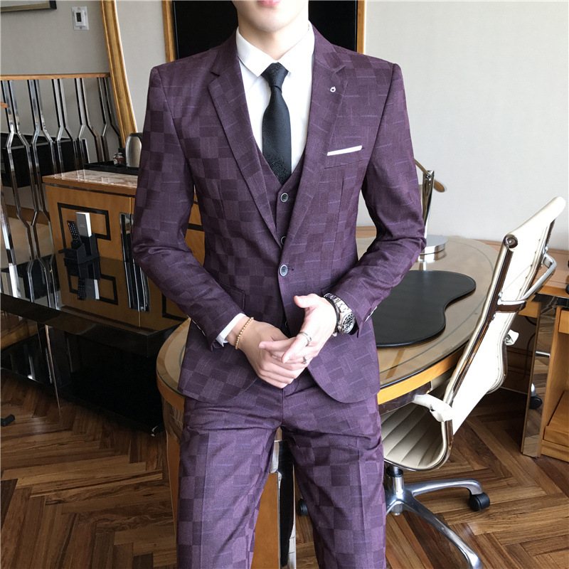 Herrkostym Tredelad Kostym Business Casual Workwear Slimmad Klänning