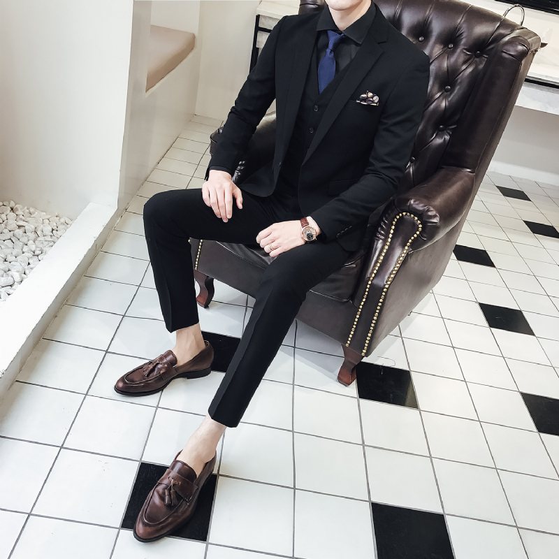 Kostymer Business Herr Tvåknäppt Slim Fit Elastic
