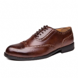Brogue Skor Snidade Formella Herr Företag Högtidlig Klänning Andas Retro Spetsiga Herrskor Bröllopsskor