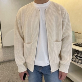2024 Enfärgad Herrtröja Modetrend Stickad Cardigan Lös Casual