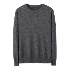 Herrtröja Casual Lös Bottom Tröja Stickad Rund Hals Enfärgad Trend