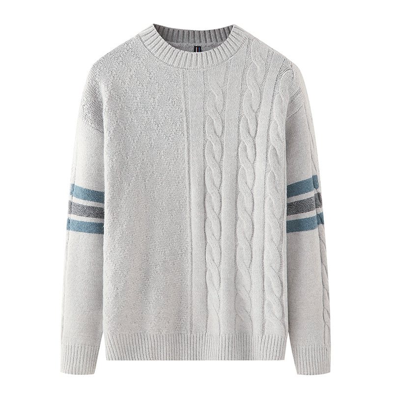 Herrtröja Slim Fit 2024 Trend Enfärgad Bottentröja Rundhalsstickad Tröja