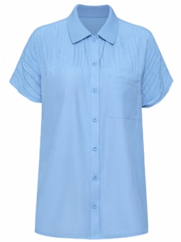 Skjorta Dam Mode Casual Ny Enfärgad Lapel Lösa Korta Ärmar