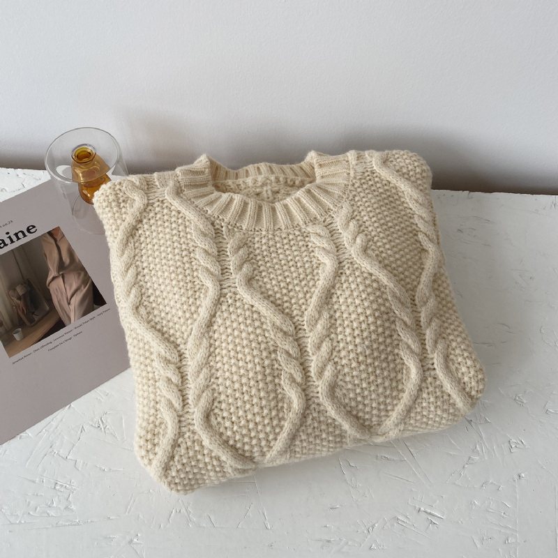 Elegant Och Bra Textur Twist Hen Han Har En Smak Lös Tröja Med Rund Hals För Kvinnor