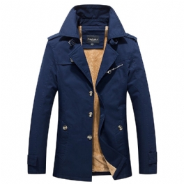 Herrjackor Casual Trench Coat Stativ Krage Enfärgad