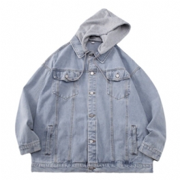 Jeansjacka Herr Casual Huvjacka Löst Trend Arbetskläder