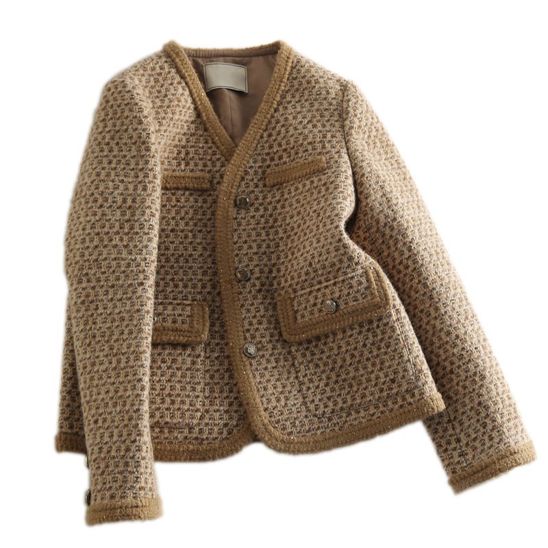 Kvinnors Yllerock Är Retro High-end Lös Kort Topp