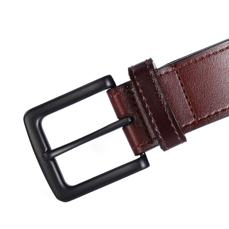 Mäns Läder Vintage Denim Bälte Pin Spänne Sybälte
