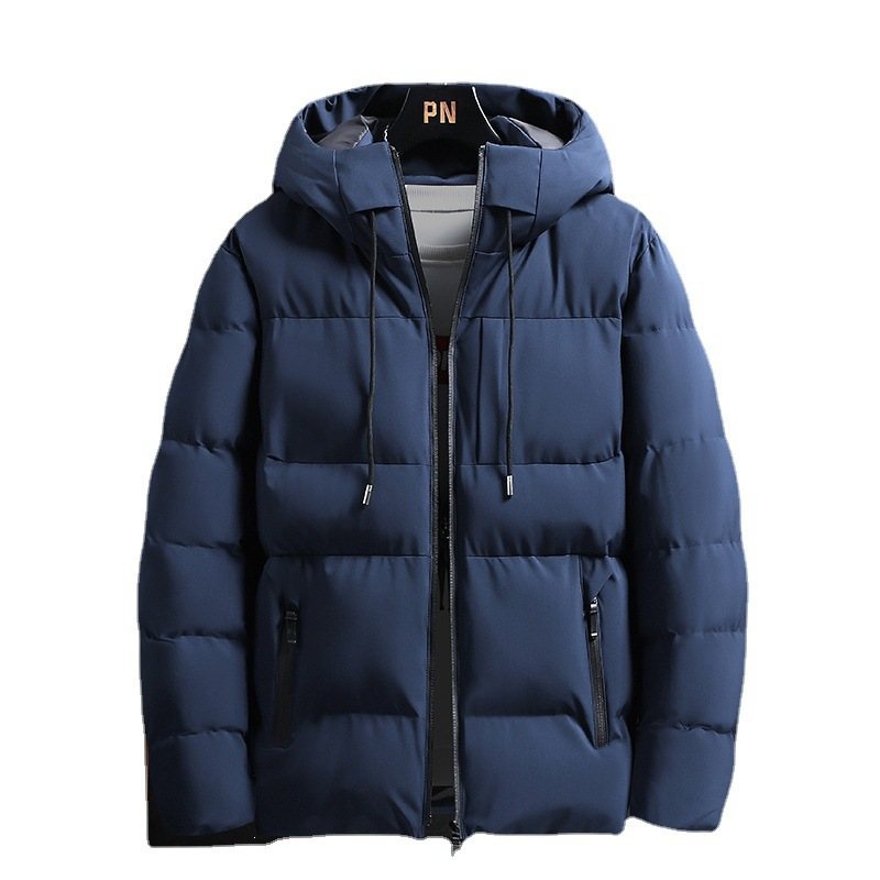 2024 Casual Hooded Warm Grå Dragkedja Fickstativ Krage Bomullsjacka