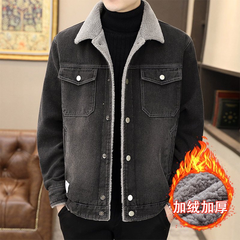 Jeansjacka För Män Loose Trend Workwear Casual Flip