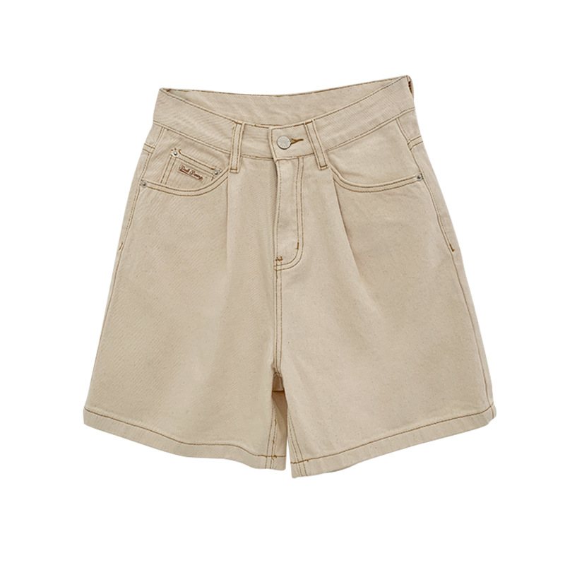 2024 Sommar A-line Jeans Damshorts Med Hög Midja Med Raka Breda Ben