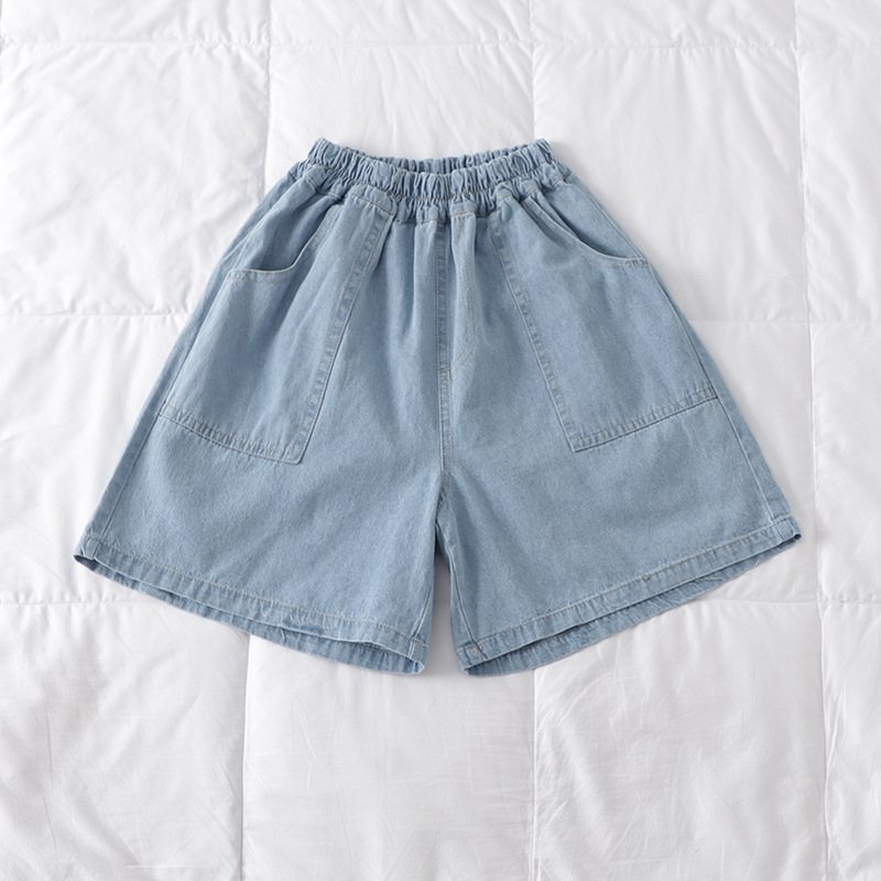 Damshorts Toppsömmar Överdimensionerade Fickor Lösa Casual Denim