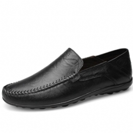 Summer Cowhide Peas Skor Äkta Läder Herr Business Casual Klänning Herrskor Stor Storlek Andas